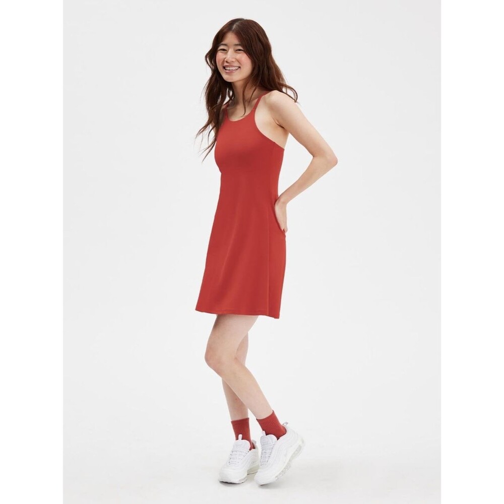 Girlfriend Collective Naomi Workout Tennis Dress Size XS Red Lava